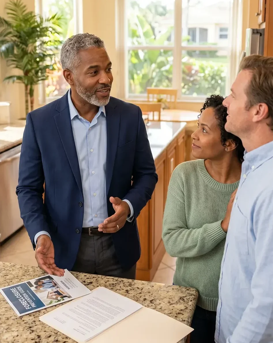 33009 foreclosure realtor reviewing property options with homeowners